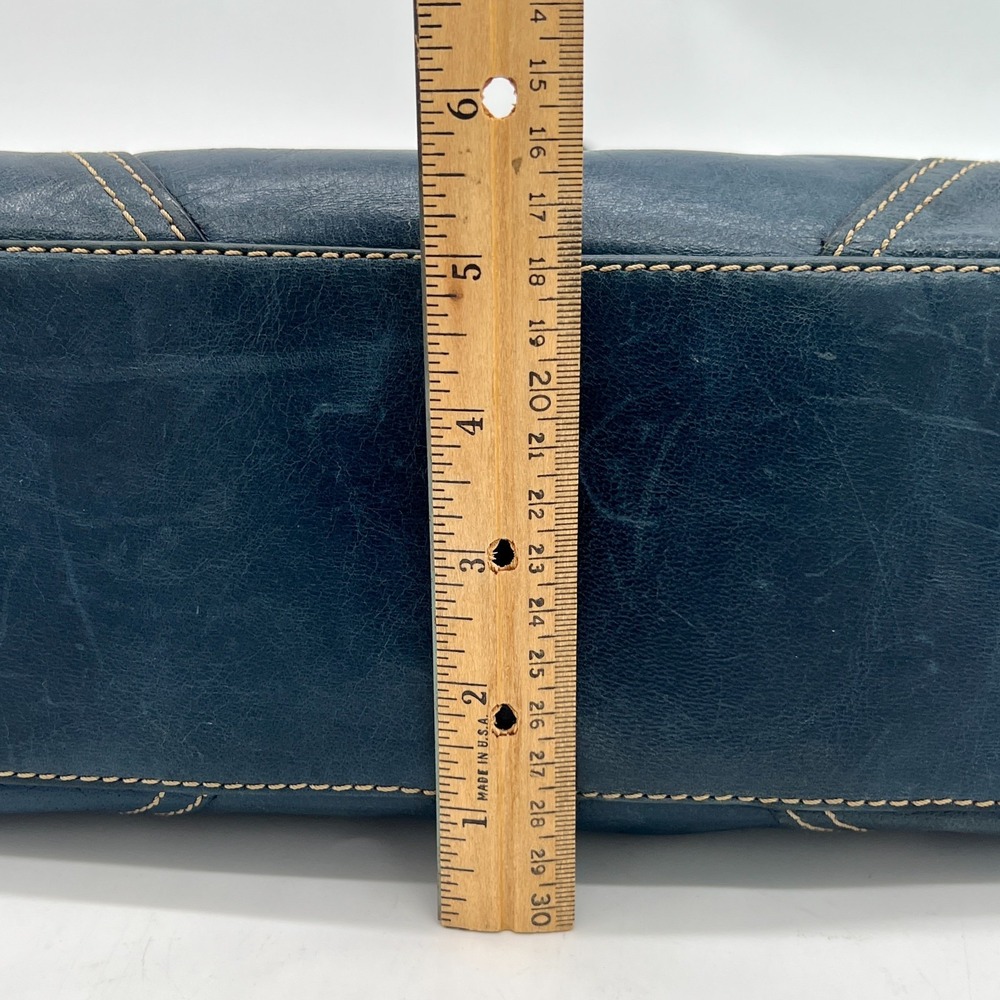Vintage Wilsons Denim Blue Saddle Leather Purse Shoulder Bag Satchel Y2K - Picture 14 of 15